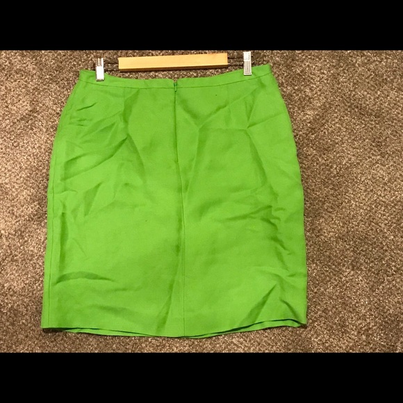 🍒Dana Buchman Lime Green Zip Up Linen Skirt - Picture 4 of 5